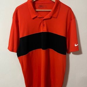 Nike Golf DriFit Polo Shirt Adult Orange Tiger Stripe Swoosh EUC Size XL #0122